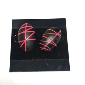 Pink & Black Spider Veins Oval vintage 1980's earrings